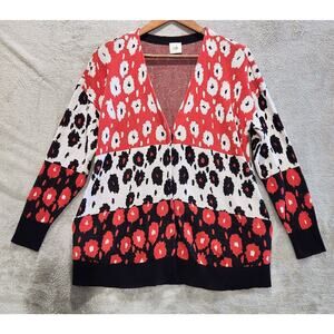 Cabi Colorblock Floral Upbeat Cardigan Size Small Cozy Lounge Business Casual